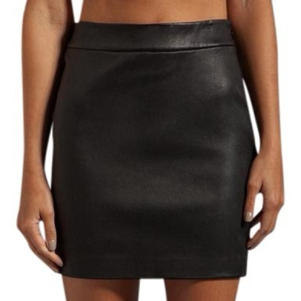 T by Alexander Wang Black Leather High Waist Mini Skirt Size 6